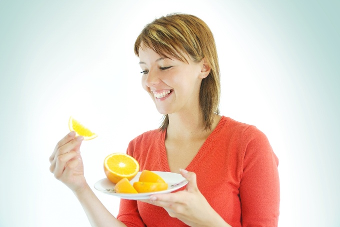 pretty girl with orange